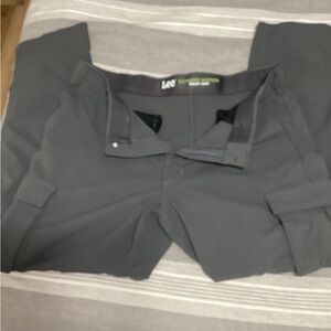 Lee Men's Charcoal Cargo Pants 38 X 32 Extreme Motion Regular Straight